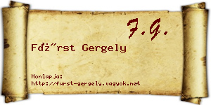Fürst Gergely névjegykártya